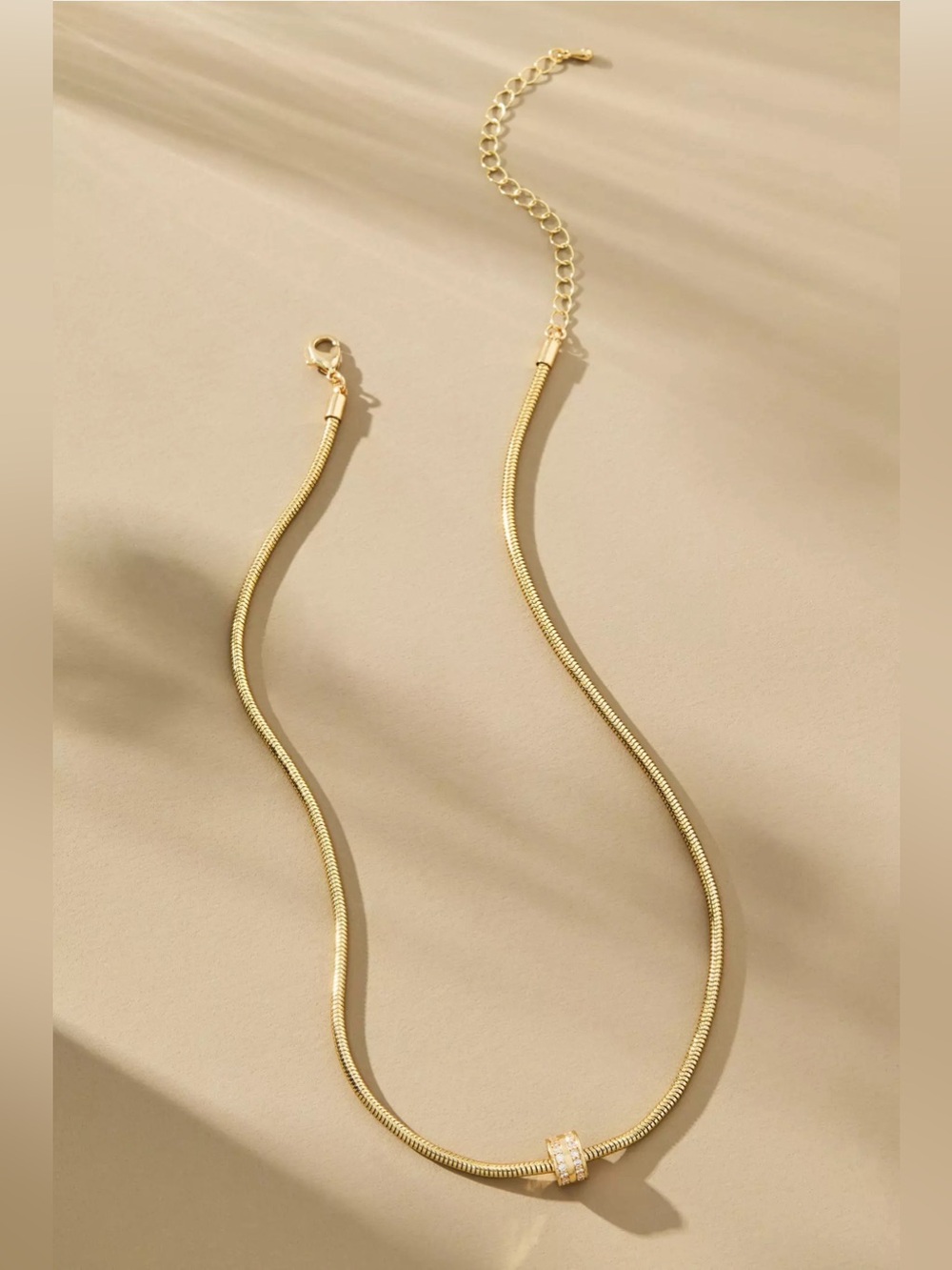 NWT Anthropologie Single Donut Charm Necklace Gold Plated